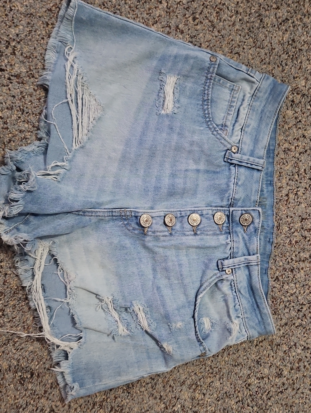 Rewash Light Blue Distressed High-Rise Denim Shorts